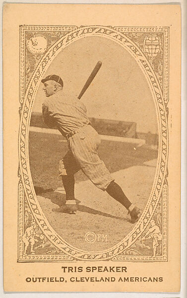 Tris Speaker, Outfield, Cleveland Americans, from the American Caramel Baseball Players series (E120) for the American Caramel Company, Issued by American Caramel Company, Lancaster and York, Pennsylvania, Photolithograph 