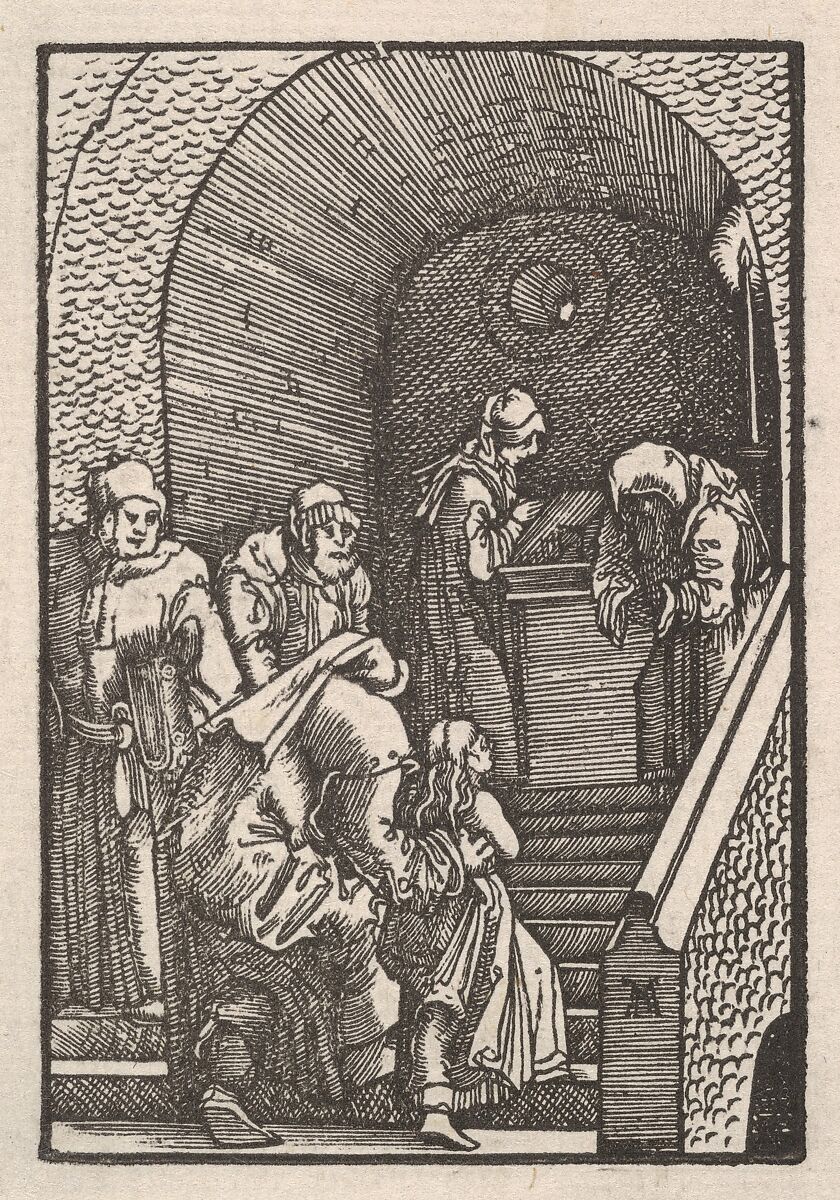 The Virgin Entering the Temple, from The Fall and Salvation of Mankind Through the Life and Passion of Christ, Albrecht Altdorfer (German, Regensburg ca. 1480–1538 Regensburg), Woodcut 
