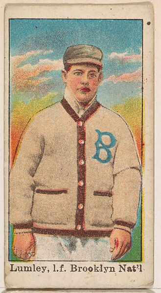 Lumley, Left Field, Brooklyn, National League, from the Baseball Caramels series, type 1 (E90-1) for the American Caramel Company, Issued by American Caramel Company, Philadelphia, Photolithograph 