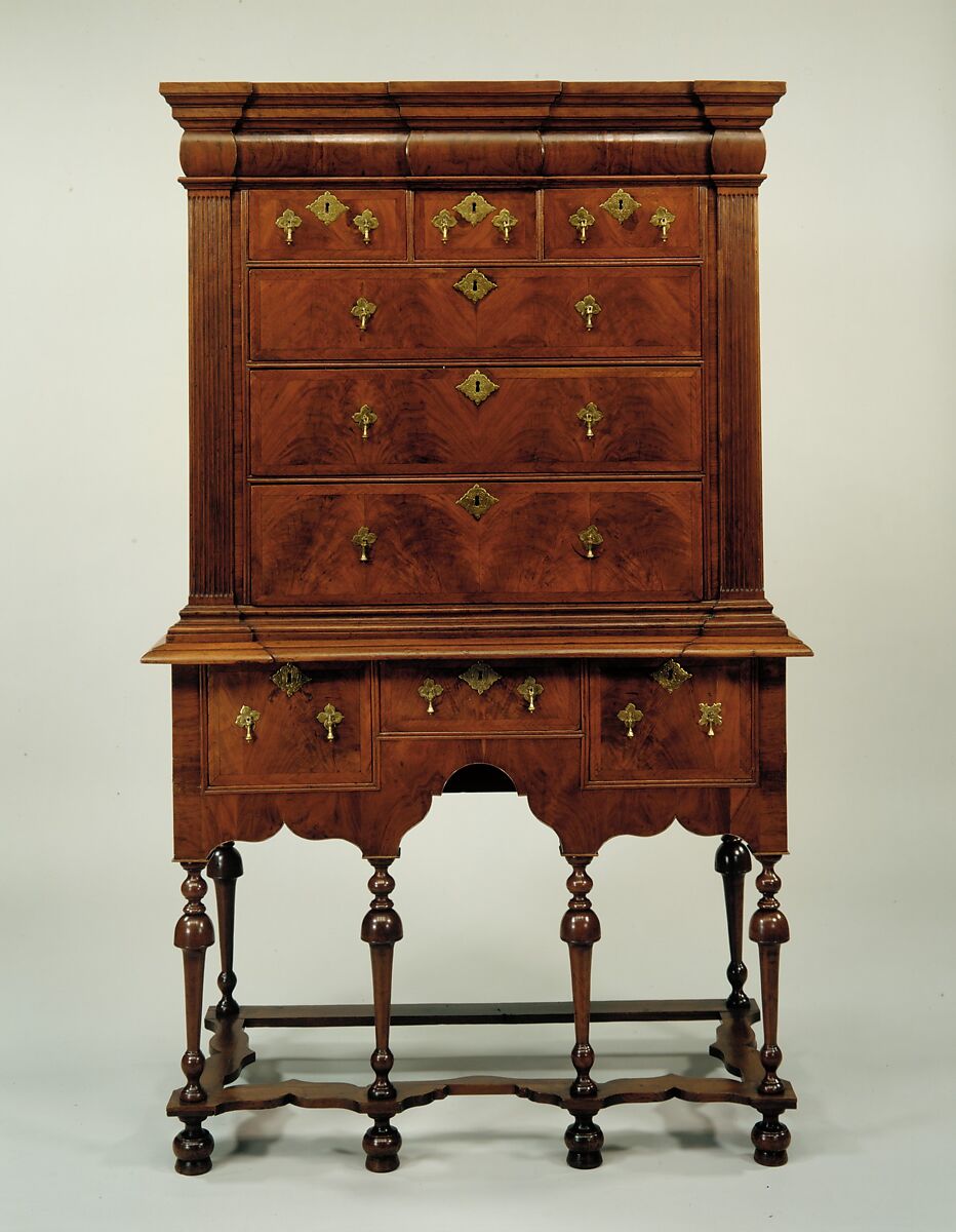 High Chest of Drawers, Black walnut, white pine, American