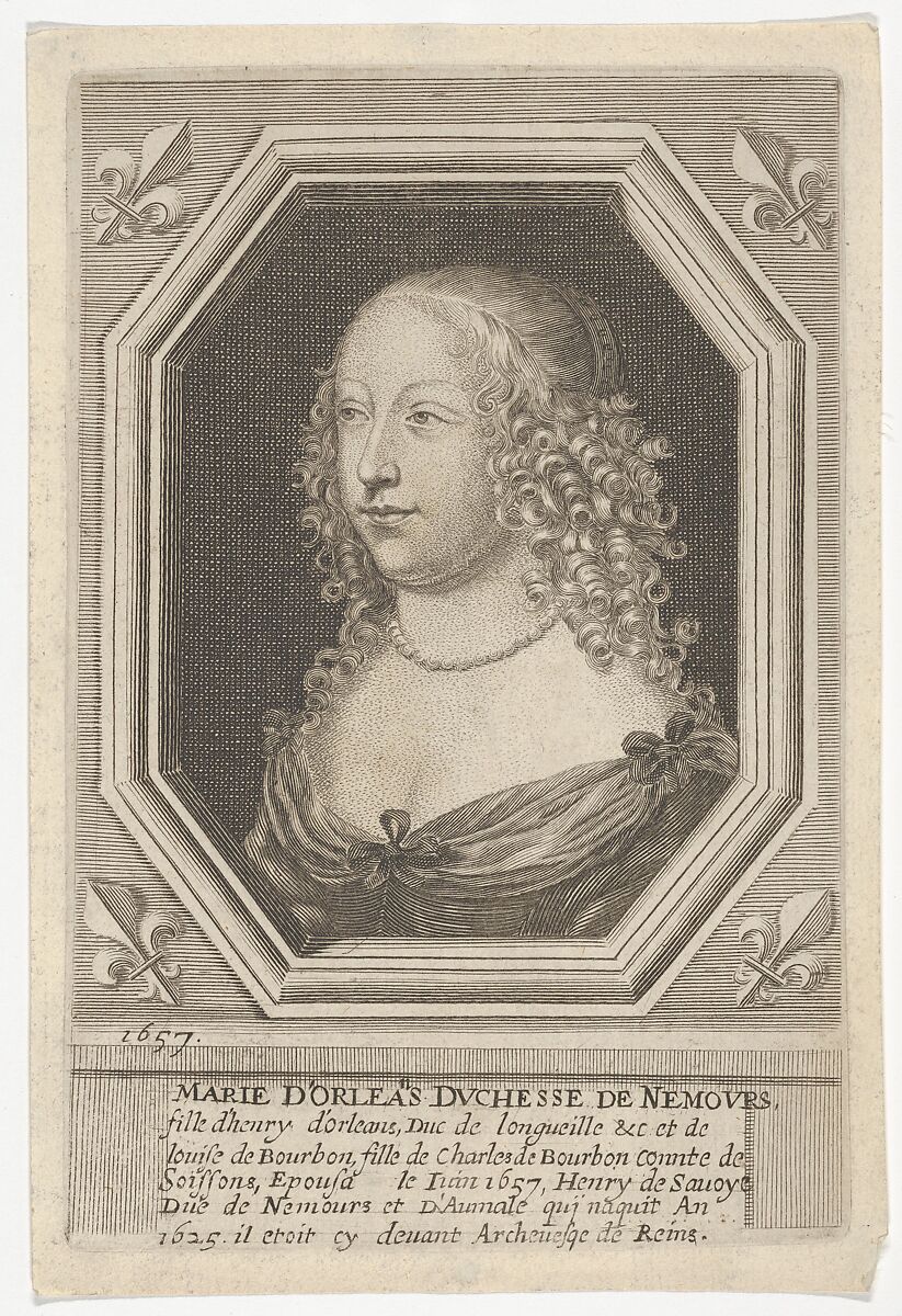 Marie d'Orleans, Duchesse de Nemours, After Robert Nanteuil (French, Reims 1623–1678 Paris), Etching and engraving 