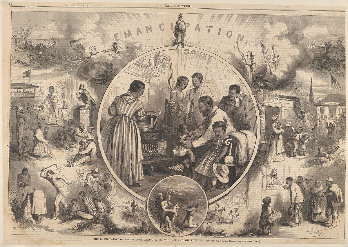 Thomas Nast | Emancipation of the Negroes \u2013 The Past and the Future (from Harper\u0026#39;s Weekly) | The Met