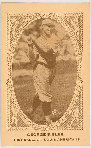 George Sisler, First Base, St. Louis Americans, from the American Caramel Baseball Players series (E120) for the American Caramel Company, Issued by American Caramel Company, Lancaster and York, Pennsylvania, Photolithograph 