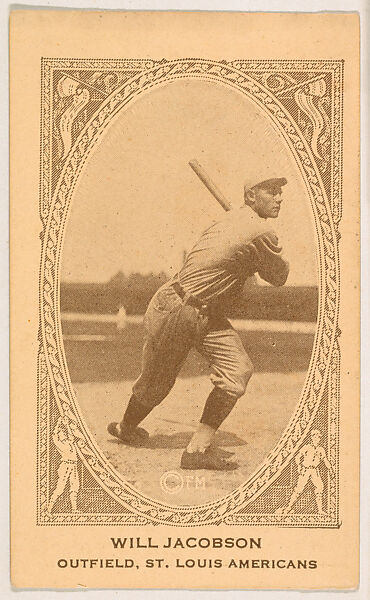 Will Jacobson, Outfield, St. Louis Americans, from the American Caramel Baseball Players series (E120) for the American Caramel Company, Issued by American Caramel Company, Lancaster and York, Pennsylvania, Photolithograph 