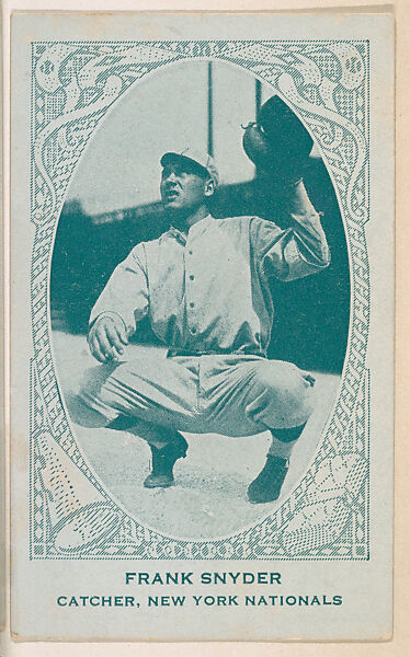 Frank Snyder, Catcher, New York Nationals, from the American Caramel Baseball Players series (E120) for the American Caramel Company, Issued by American Caramel Company, Lancaster and York, Pennsylvania, Photolithograph 
