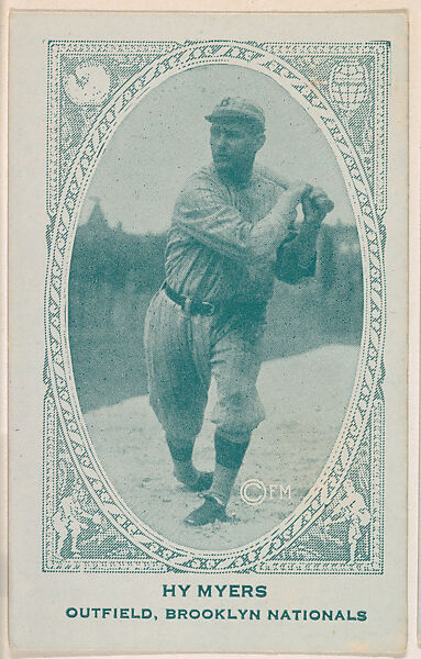 Hy Myers, Outfield, Brooklyn Nationals, from the American Caramel Baseball Players series (E120) for the American Caramel Company, Issued by American Caramel Company, Lancaster and York, Pennsylvania, Photolithograph