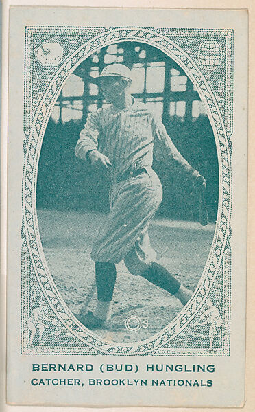 Bernard (Bud) Hungling, Catcher, Brooklyn Nationals, from the American Caramel Baseball Players series (E120) for the American Caramel Company, Issued by American Caramel Company, Lancaster and York, Pennsylvania, Photolithograph 