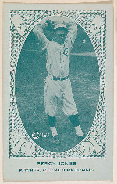 Percy Jones, Pitcher, Chicago Nationals, from the American Caramel Baseball Players series (E120) for the American Caramel Company, Issued by American Caramel Company, Lancaster and York, Pennsylvania, Photolithograph 