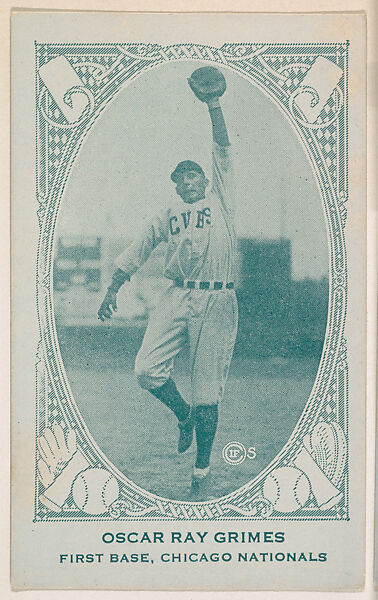 Oscar Ray Grimes, First Base, Chicago Nationals, from the American Caramel Baseball Players series (E120) for the American Caramel Company, Issued by American Caramel Company, Lancaster and York, Pennsylvania, Photolithograph 
