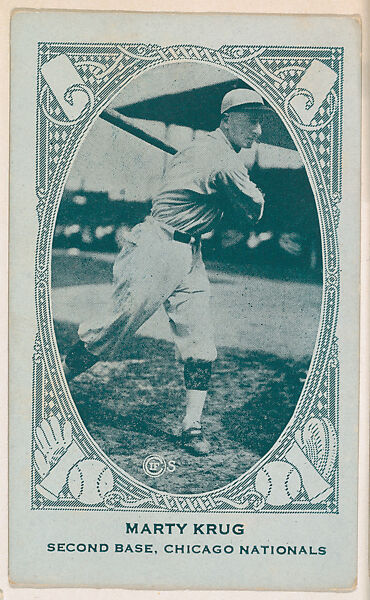 Marty Krug, Second Base, Chicago Nationals, from the American Caramel Baseball Players series (E120) for the American Caramel Company, Issued by American Caramel Company, Lancaster and York, Pennsylvania, Photolithograph 