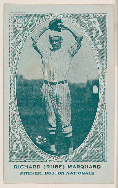 Richard (Rube) Marquard, Pitcher, Boston Nationals, from the American Caramel Baseball Players series (E120) for the American Caramel Company, Issued by American Caramel Company, Lancaster and York, Pennsylvania, Photolithograph 