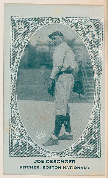 Joe Oeschger, Pitcher, Boston Nationals, from the American Caramel Baseball Players series (E120) for the American Caramel Company, Issued by American Caramel Company, Lancaster and York, Pennsylvania, Photolithograph 