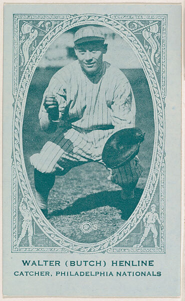 Walter (Butch) Henline, Catcher, Philadelphia Nationals, from the American Caramel Baseball Players series (E120) for the American Caramel Company, Issued by American Caramel Company, Lancaster and York, Pennsylvania, Photolithograph 