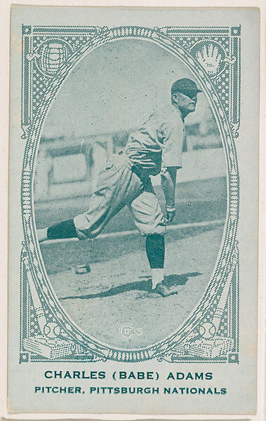 Charles (Babe) Adams, Pitcher, Pittsburgh Nationals, from the American Caramel Baseball Players series (E120) for the American Caramel Company, Issued by American Caramel Company, Lancaster and York, Pennsylvania, Photolithograph 