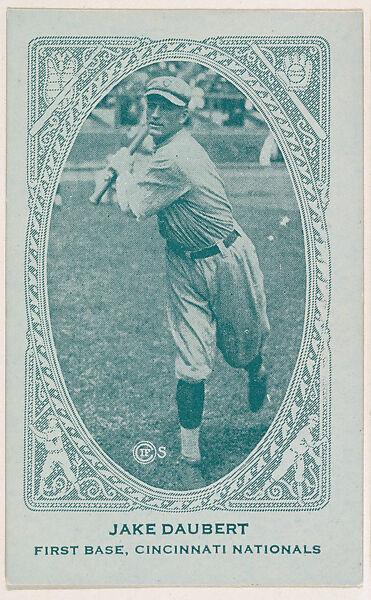 Jake Daubert, First Base, Cincinnati Nationals, from the American Caramel Baseball Players series (E120) for the American Caramel Company, Issued by American Caramel Company, Lancaster and York, Pennsylvania, Photolithograph 