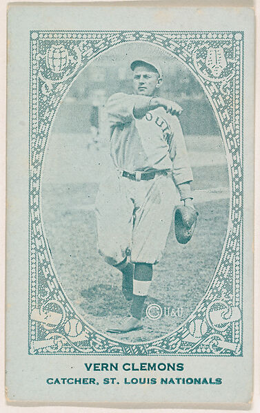 Vern Clemons, Catcher, St. Louis Nationals, from the American Caramel Baseball Players series (E120) for the American Caramel Company, Issued by American Caramel Company, Lancaster and York, Pennsylvania, Photolithograph 