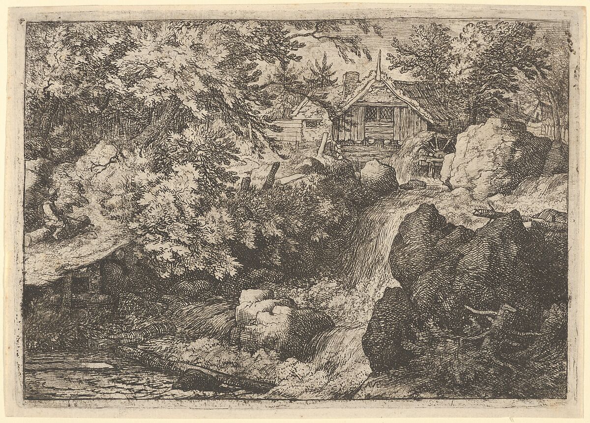 The Cascade Near the Watermill, Allart van Everdingen (Dutch, Alkmaar 1621–1675 Amsterdam), Engraving; fourth state of five 