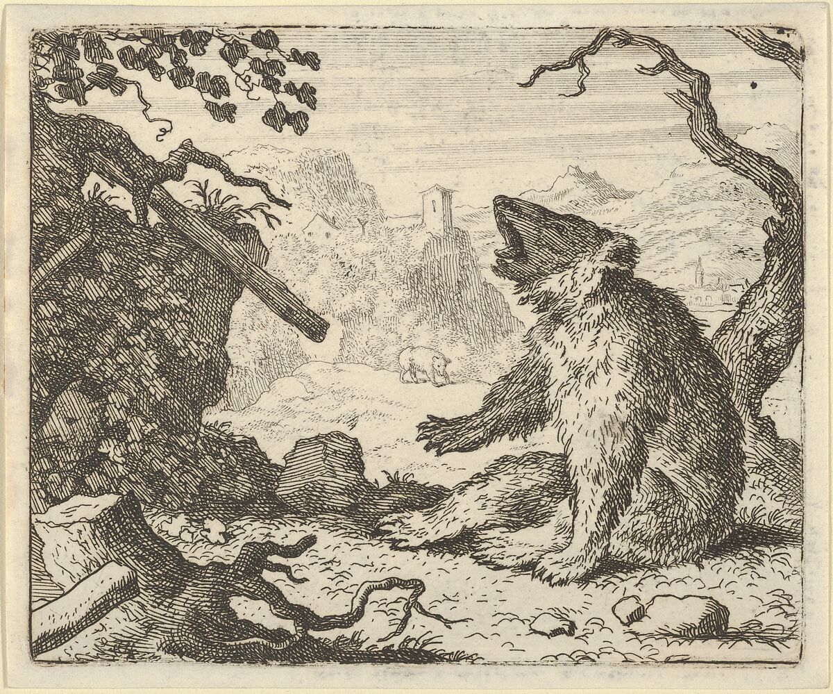 The Bear Calls Renard to Appear Before the Council of the Animals from Hendrick van Alcmar's Renard The Fox, Allart van Everdingen (Dutch, Alkmaar 1621–1675 Amsterdam), Engraving; third state of four 