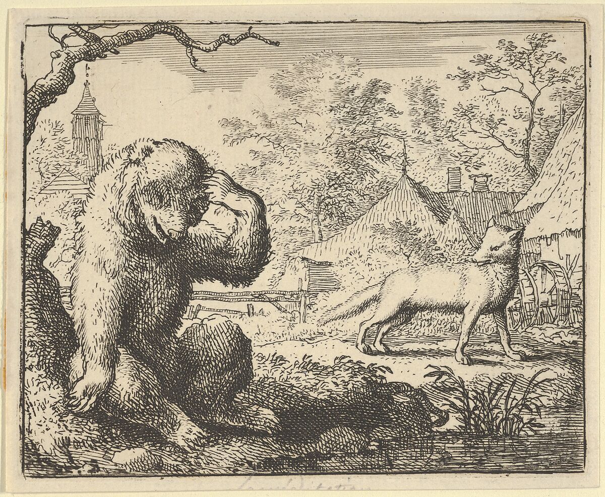Renard Makes Fun of the Bear from Hendrick van Alcmar's Renard The Fox, Allart van Everdingen (Dutch, Alkmaar 1621–1675 Amsterdam), Engraving; third state of four 