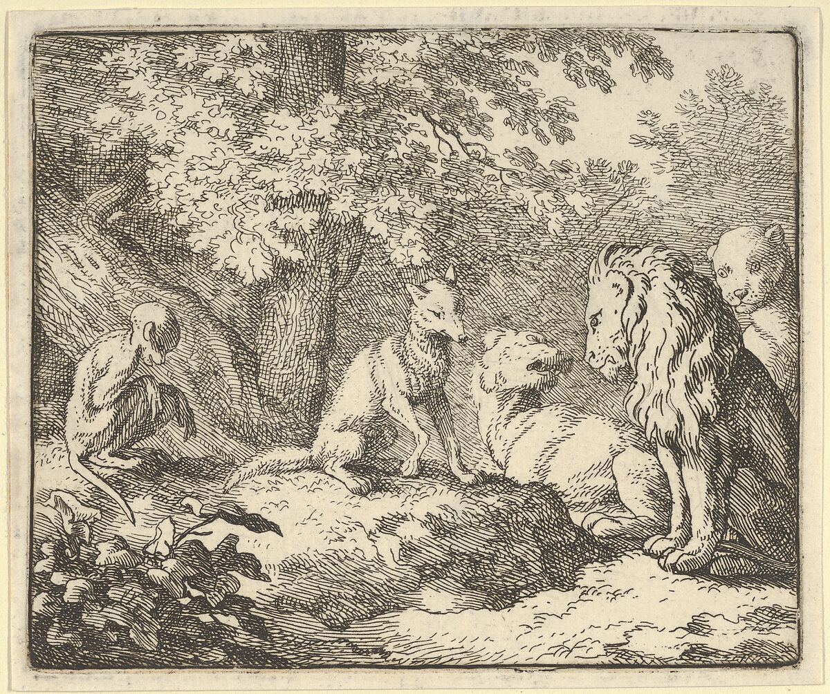 Renard Coninues his False Revelations from Hendrick van Alcmar's Renard The Fox, Allart van Everdingen (Dutch, Alkmaar 1621–1675 Amsterdam), Engraving; third state of four 