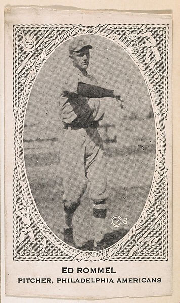 Ed Rommel, Pitcher, Philadelphia Americans, from the American Caramel Baseball Players series (E120) for the American Caramel Company, Issued by American Caramel Company, Lancaster and York, Pennsylvania, Photolithograph 