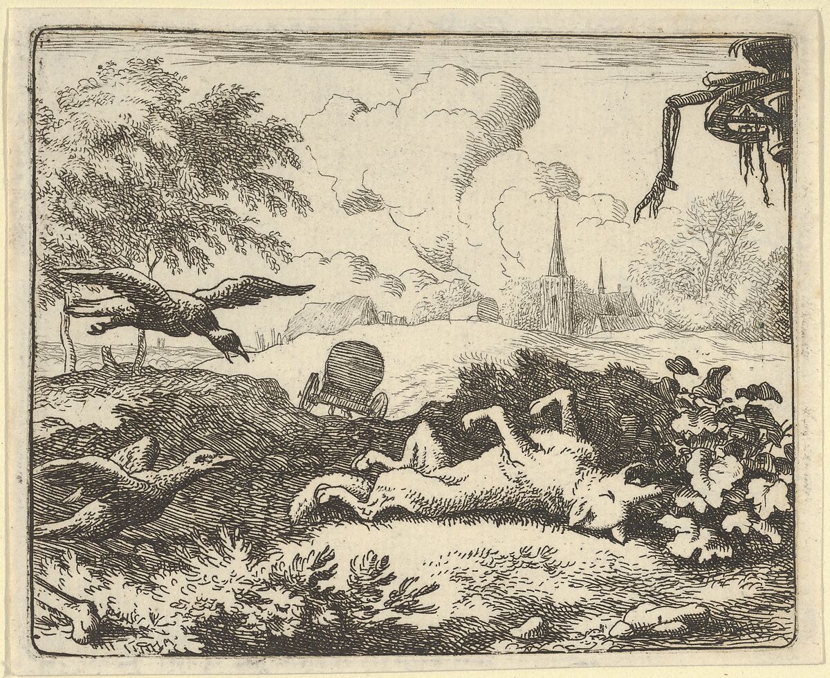 The Reading of a Criminal Action Againt Renard from Hendrick van Alcmar's Renard The Fox, Allart van Everdingen (Dutch, Alkmaar 1621–1675 Amsterdam), Engraving; third state of four 