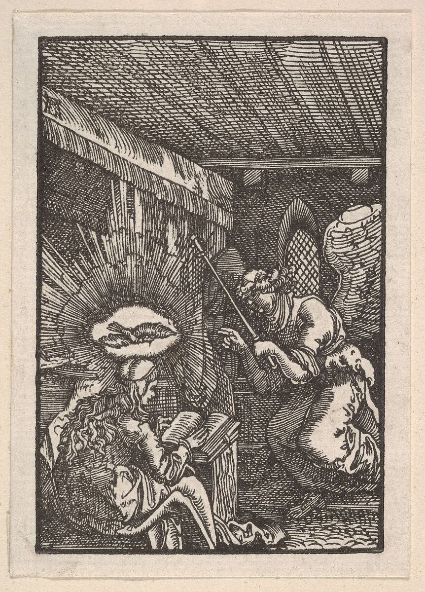 Annunciation, from The Fall and Salvation of Mankind Through the Life and Passion of Christ, Albrecht Altdorfer (German, Regensburg ca. 1480–1538 Regensburg), Woodcut 