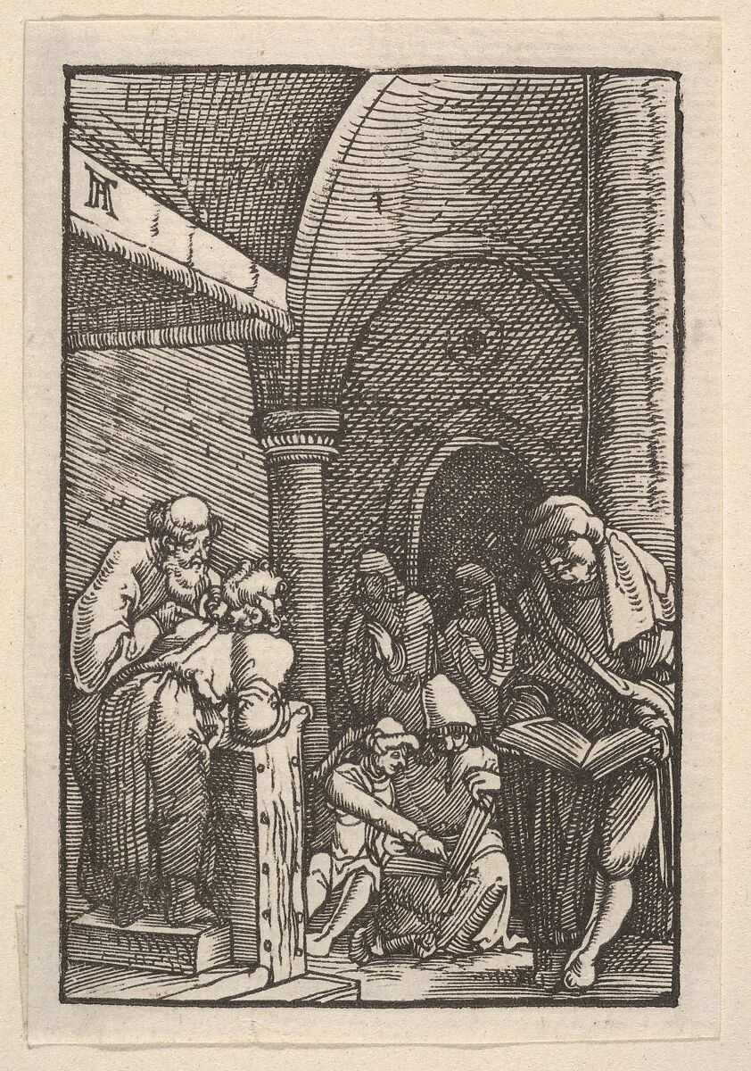 The Dispute in the Temple, from The Fall and Salvation of Mankind Through the Life and Passion of Christ, Albrecht Altdorfer (German, Regensburg ca. 1480–1538 Regensburg), Woodcut 
