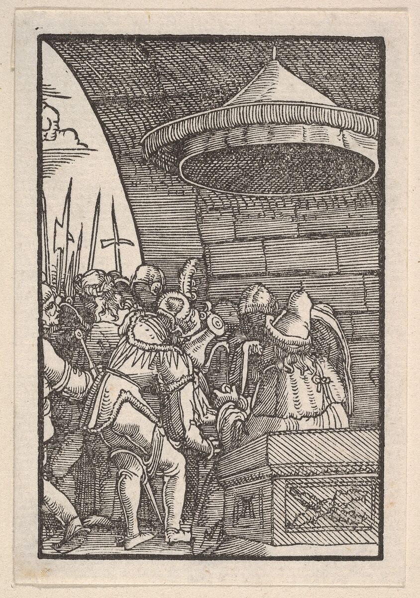 Pilate Washing His Hands, from The Fall and Salvation of Mankind Through the Life and Passion of Christ, Albrecht Altdorfer (German, Regensburg ca. 1480–1538 Regensburg), Woodcut 