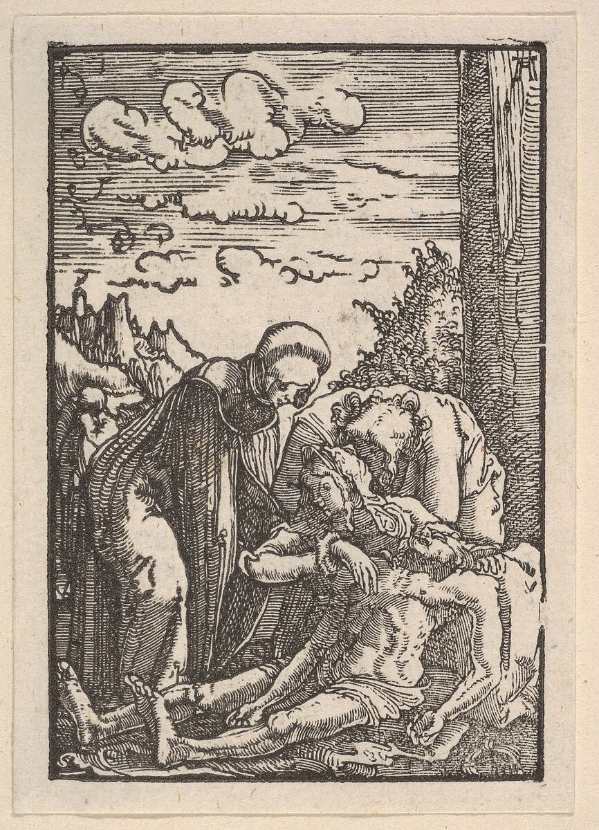 Lamentation, fromThe Fall and Salvation of Mankind Through the Life and Passion of Christ, Albrecht Altdorfer (German, Regensburg ca. 1480–1538 Regensburg), Woodcut 