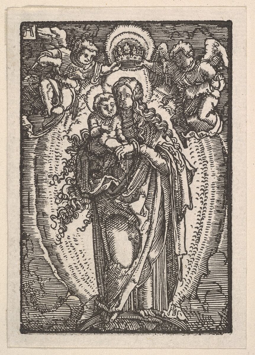 Virgin and Child on a Crescent, from The Fall and Salvation of Mankind Through the Life and Passion of Christ, Albrecht Altdorfer (German, Regensburg ca. 1480–1538 Regensburg), Woodcut 