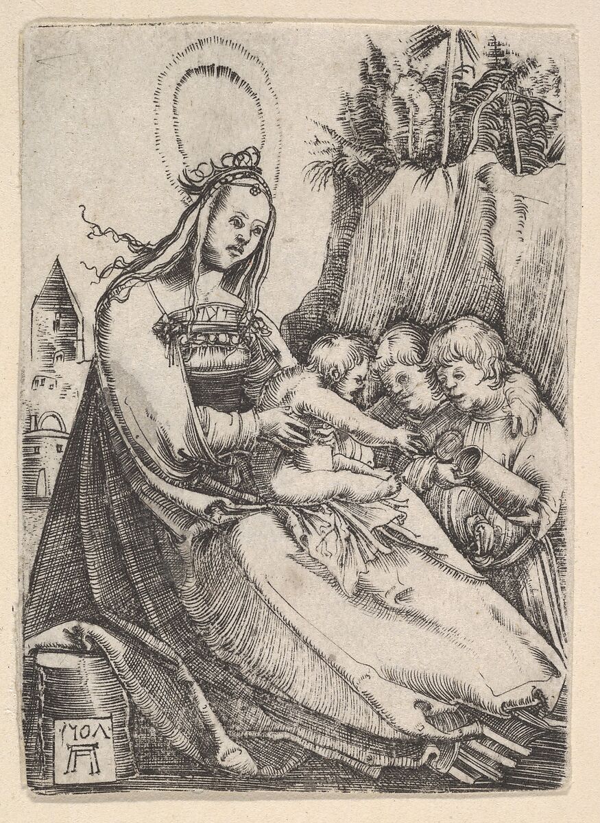 Virgin and Child with Two Boys, Albrecht Altdorfer (German, Regensburg ca. 1480–1538 Regensburg), Engraving; first state of two 