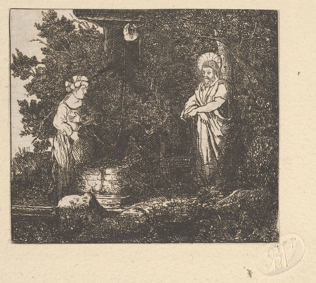 Le Christ et La Samaritaine (Christ and the Samaritan Woman), Rodolphe Bresdin (French, Montrelais 1822–1885 Sèvres), Etching 