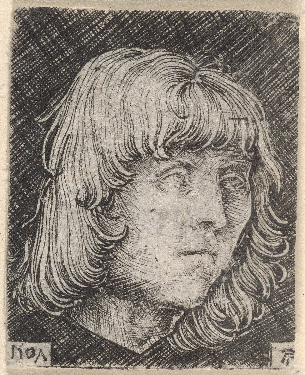 Head of a Young Man, Albrecht Altdorfer (German, Regensburg ca. 1480–1538 Regensburg), Engraving 