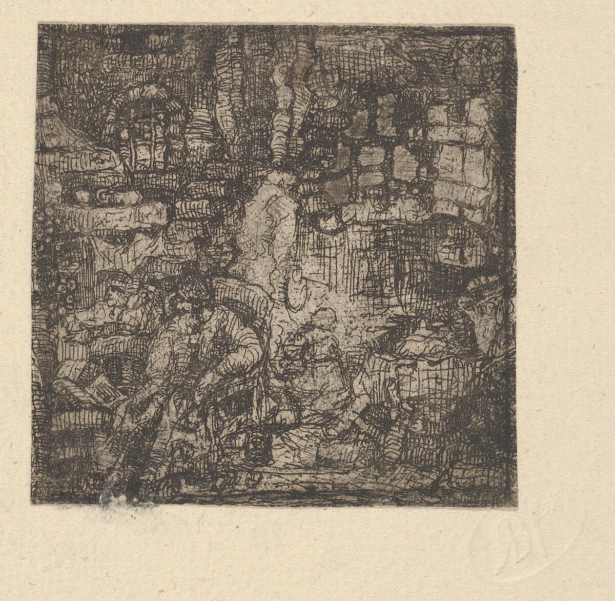 Vieillard Assis Dans un Intérieur (Old Man Seated in an Interior), Rodolphe Bresdin (French, Montrelais 1822–1885 Sèvres), Etching 