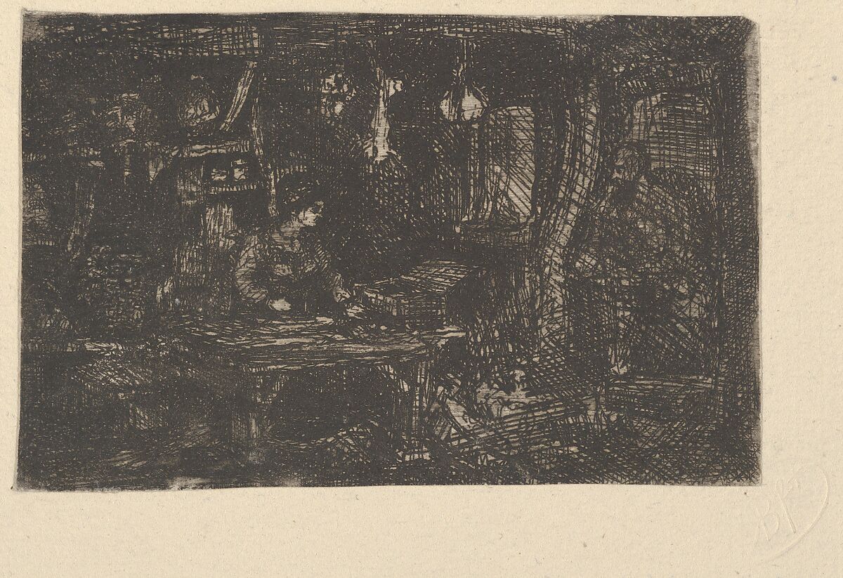 Intérieur (Interior), Rodolphe Bresdin (French, Montrelais 1822–1885 Sèvres), Etching 