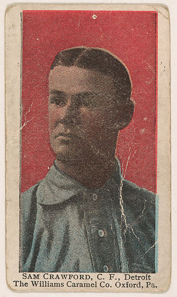 Sam Crawford, Center Field, Detroit, from the Baseball players (Williams Caramel) series (E103) for the Williams Caramel Company, Issued by The Williams Caramel Company, Oxford, Pennsylvania, Commercial color lithograph 