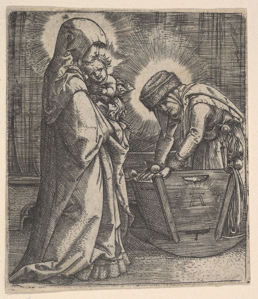 The Virgin and Child with Saint Anne at the Cradle, Albrecht Altdorfer (German, Regensburg ca. 1480–1538 Regensburg), Engraving 
