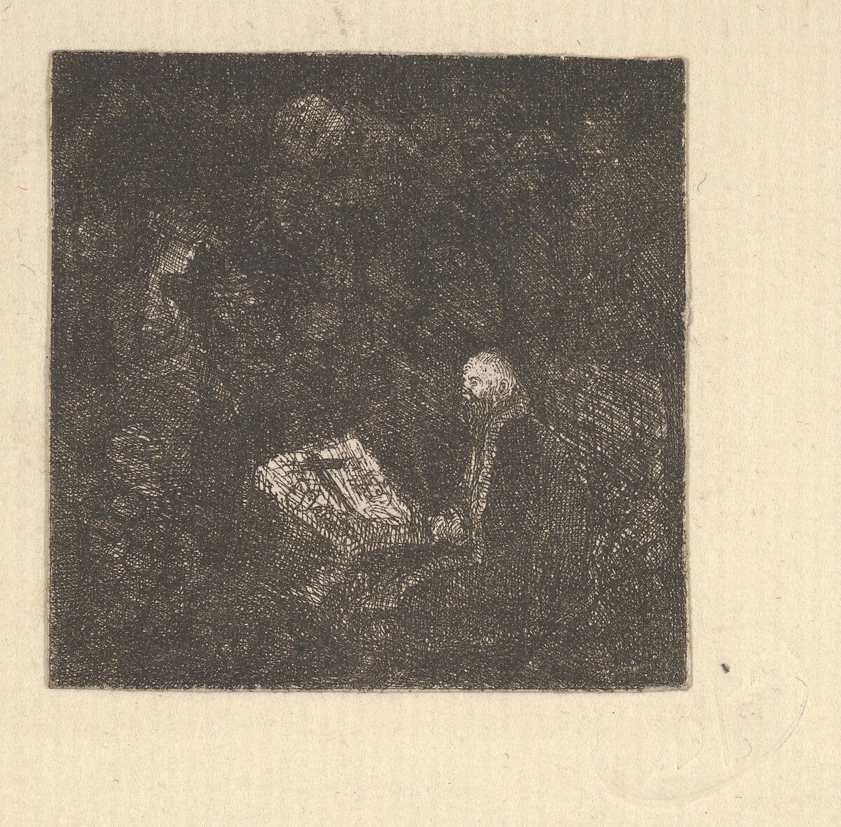 Saint en Prière (Saint in Prayer), Rodolphe Bresdin (French, Montrelais 1822–1885 Sèvres), Etching 