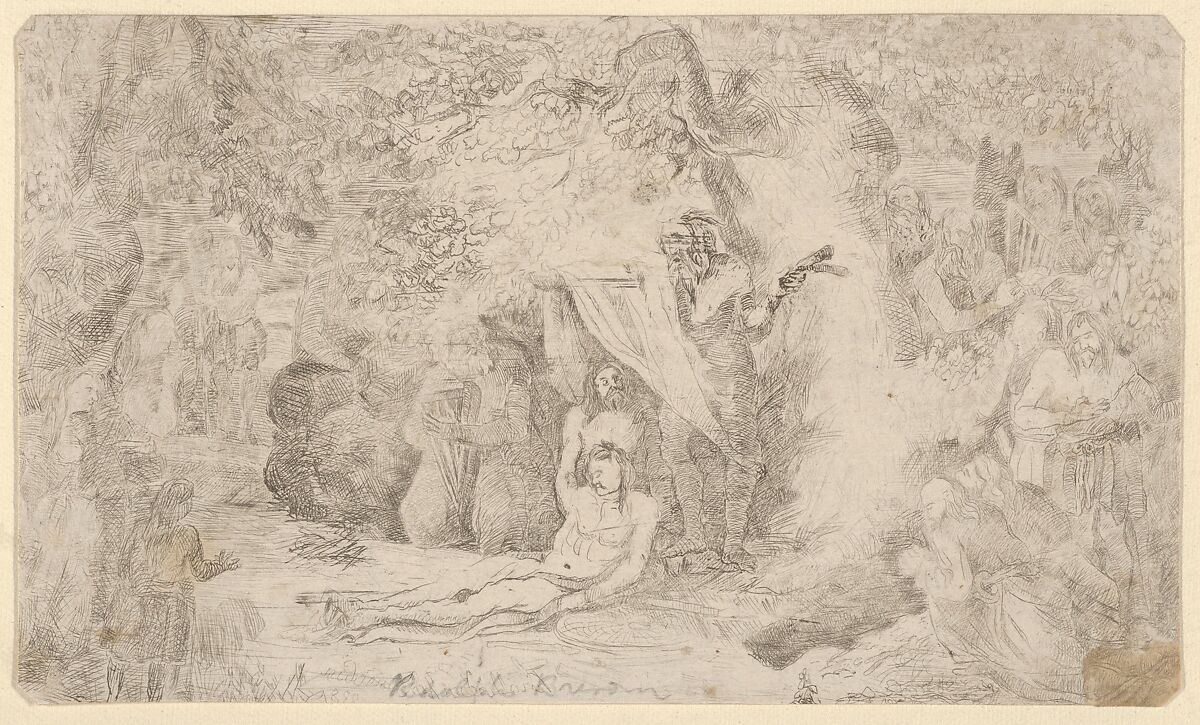 La Mort d'Uncas (The Death of Uncas), Rodolphe Bresdin (French, Montrelais 1822–1885 Sèvres), Etching 