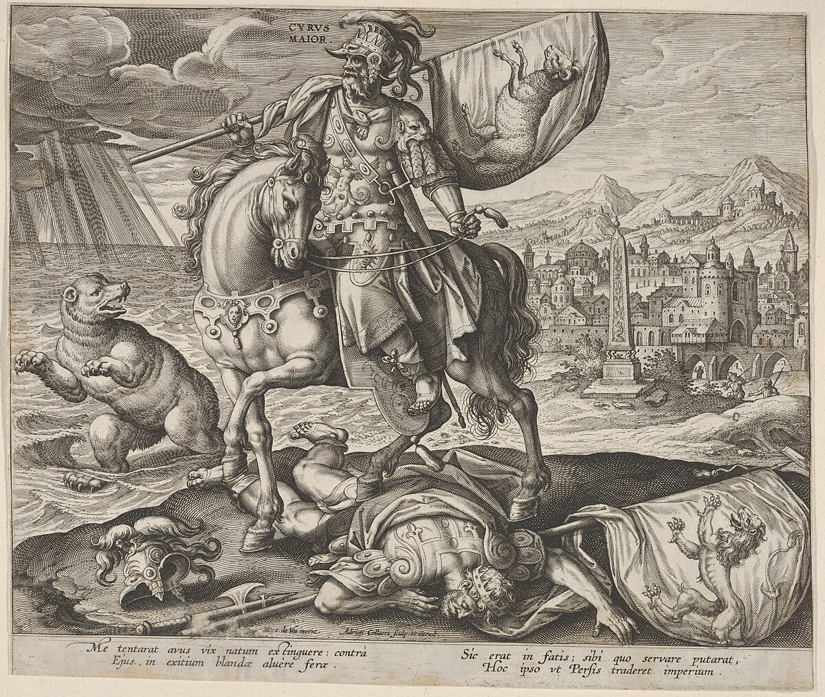 Cyrus, King of Persia, from "Four Illustrious Rulers of Antiquity", Adriaen Collaert (Netherlandish, Antwerp ca. 1560–1618 Antwerp), Engraving 