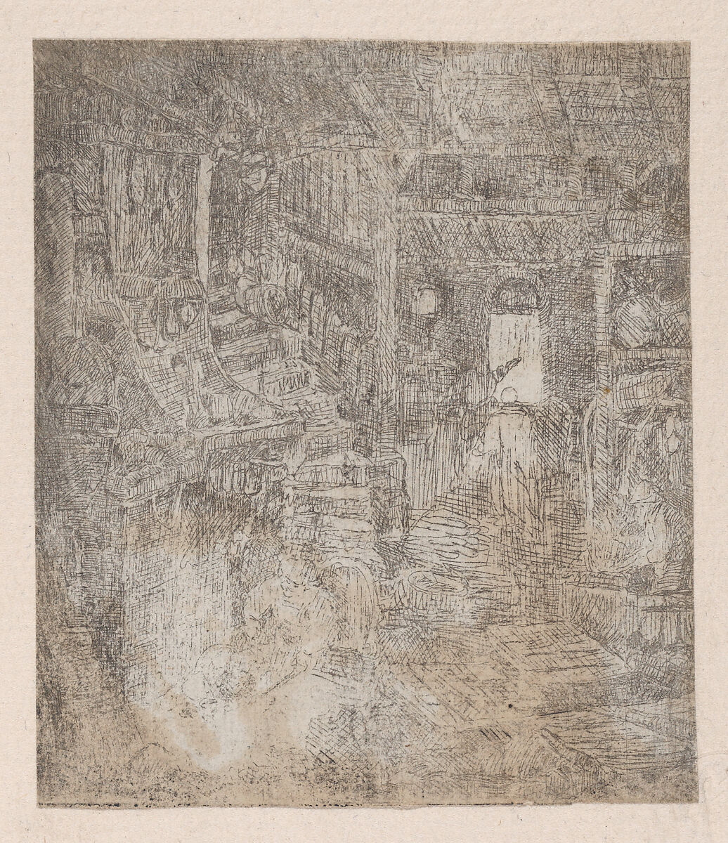 Intérieur à L'Escalier en Limaçon (Interior with a Spiral Staircase), Rodolphe Bresdin (French, Montrelais 1822–1885 Sèvres), Etching 