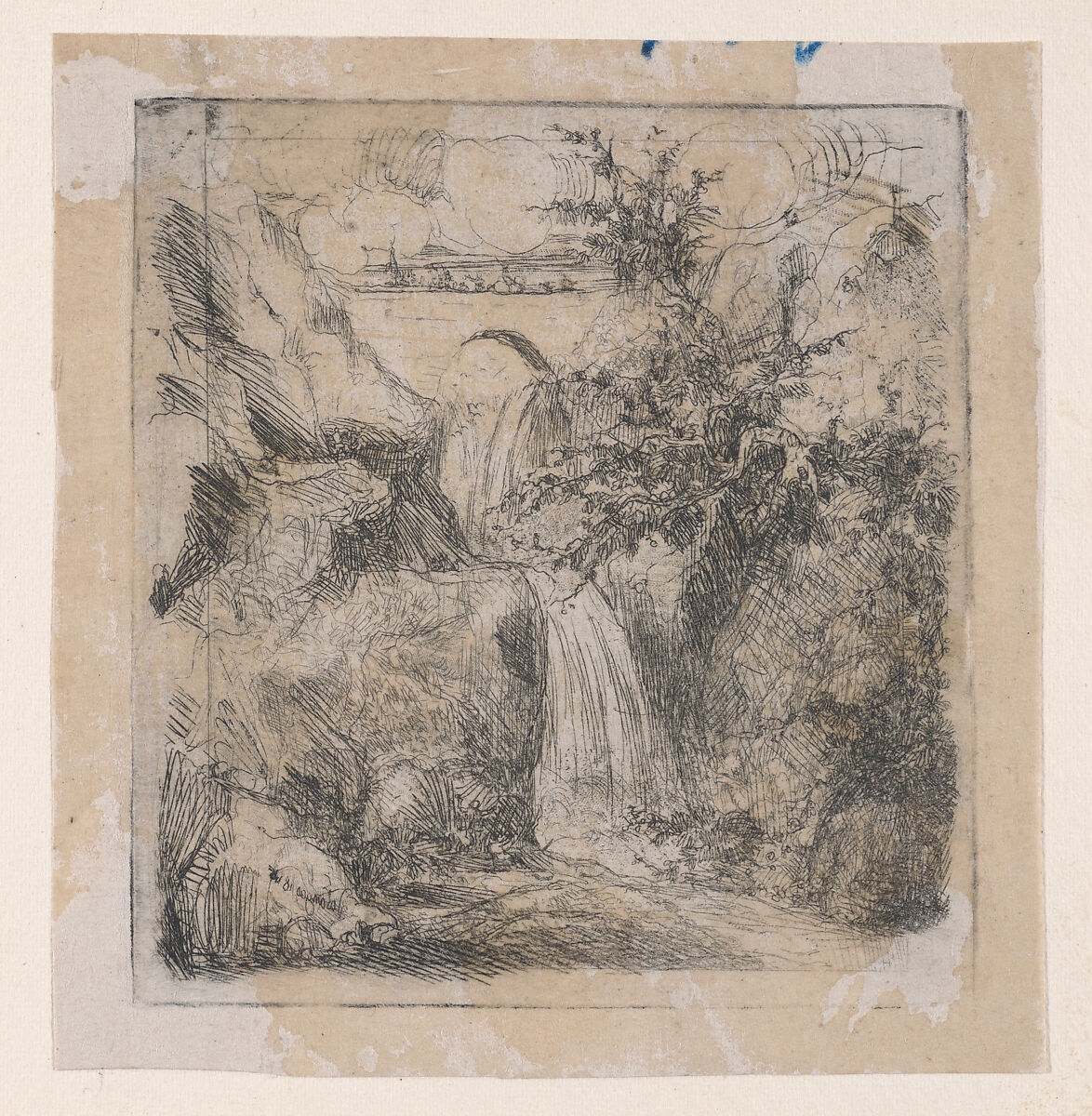 Les Cascades (The Waterfalls), Rodolphe Bresdin (French, Montrelais 1822–1885 Sèvres), Etching 