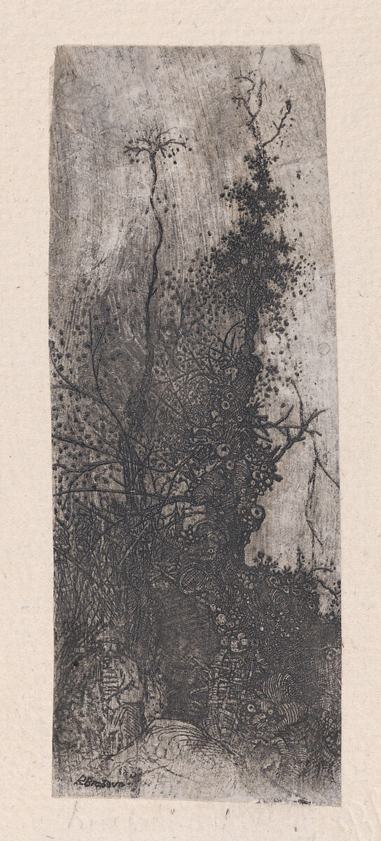 L'Ermite Sous Les Arbres (The Hermit Under The Trees), Rodolphe Bresdin (French, Montrelais 1822–1885 Sèvres), Etching; first state of two (Van Gelder) 