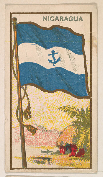 Flag of Nicaragua, from the Flag Caramels series (E15) for the American Caramel Company, Issued by American Caramel Company, Philadelphia, Commercial color lithograph 
