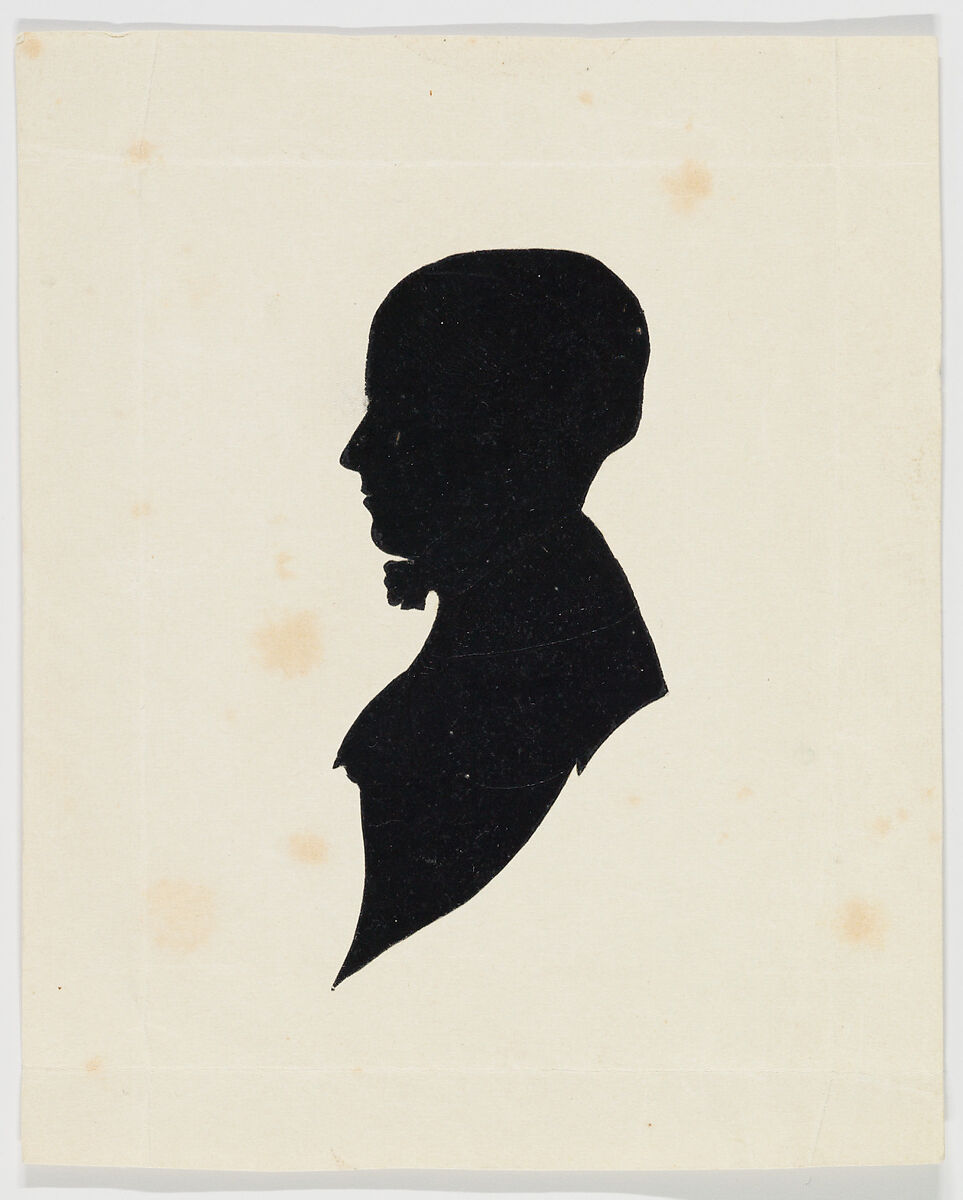 Profile portrait of a woman facing left (Constanze Håuser?), Anonymous, German, Cut black paper silhouette 