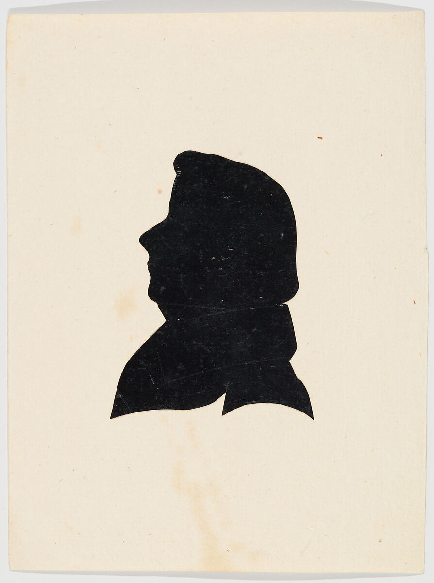 Unidentified profile portrait, man facing left, Anonymous, German, Cut black paper silhouette 