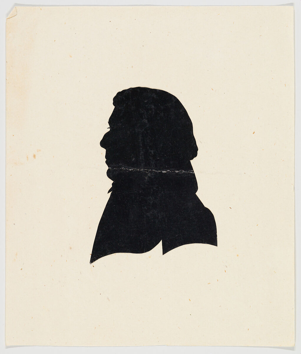 Unidentified profile portrait, older man facing left, Anonymous, German, Cut black paper silhouette 