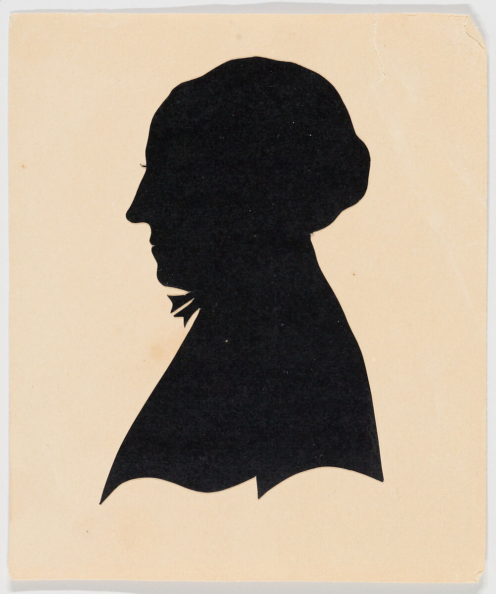 Unidentified profile portrait, woman facing left, Anonymous, German, Cut black paper silhouette 