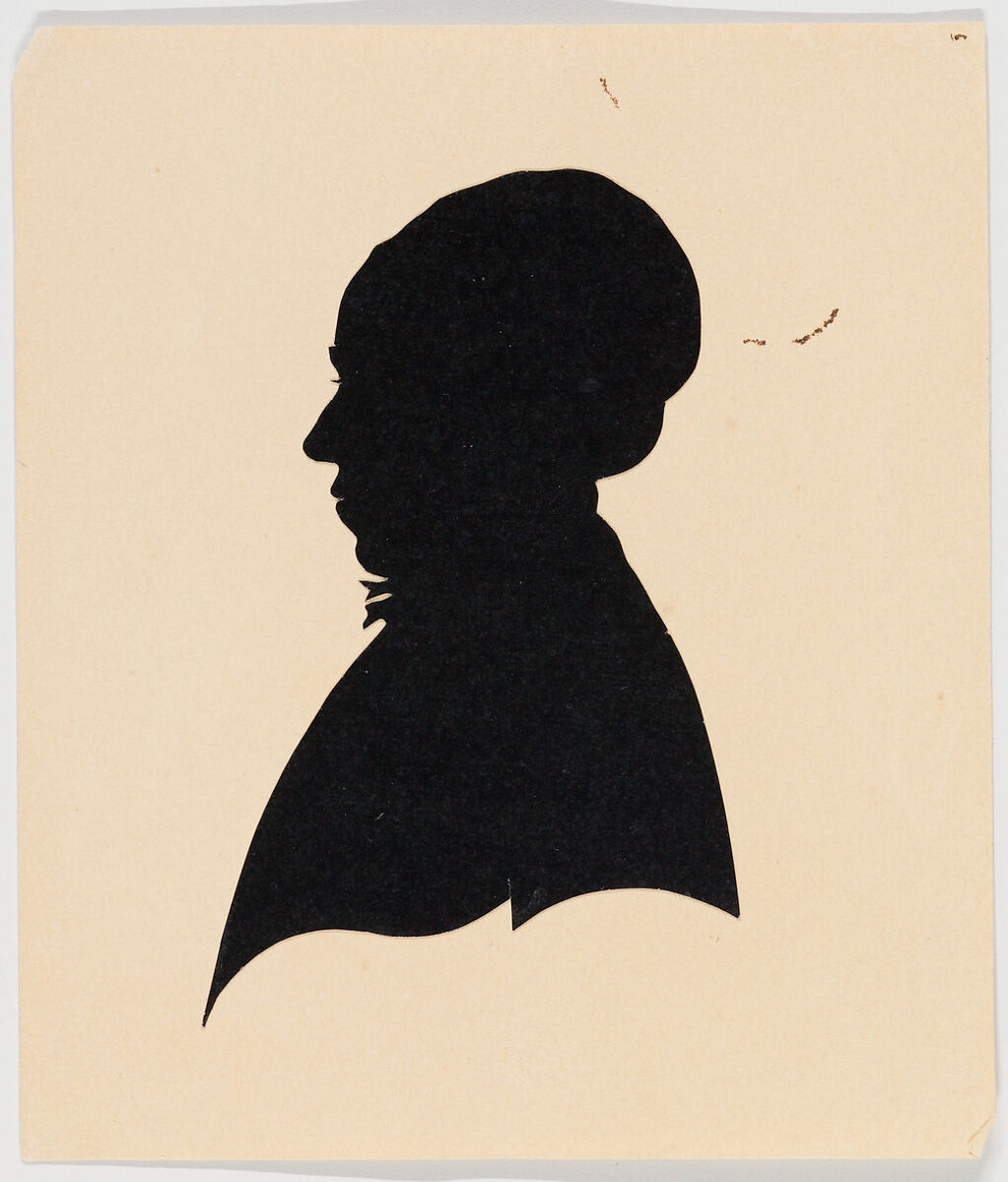 Unidentified profile portrait, woman facing left, Anonymous, German, Cut black paper silhouette 